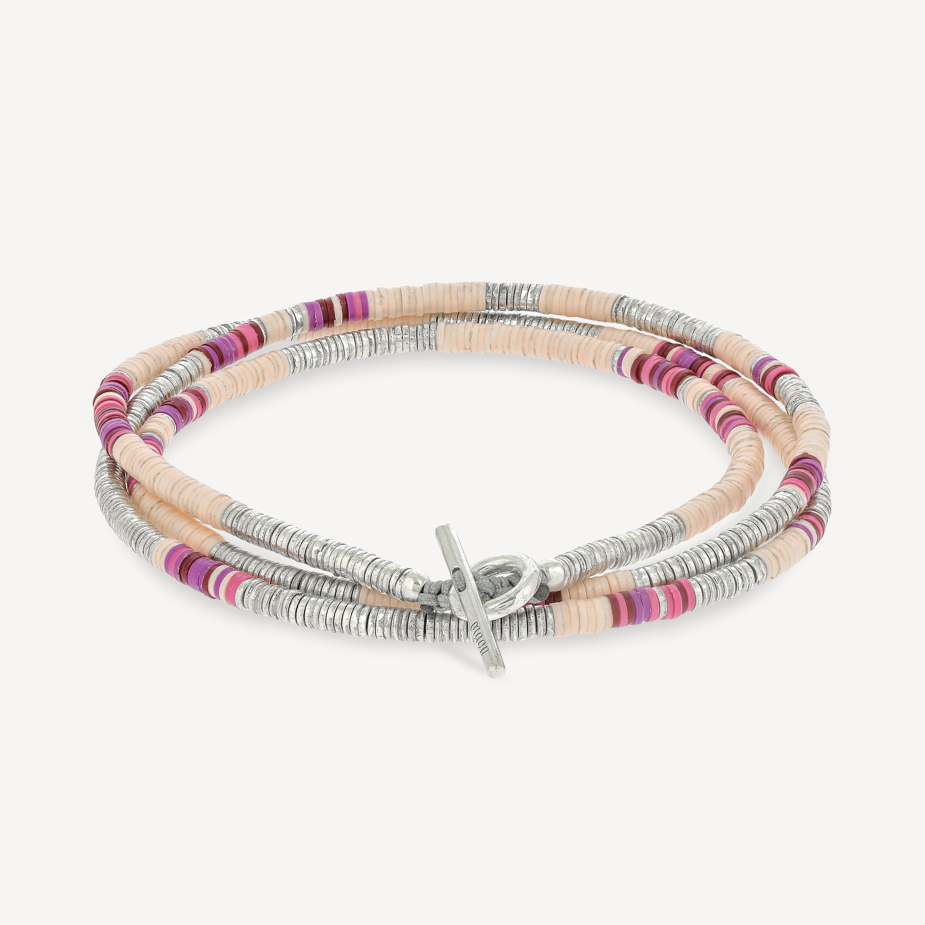 Handmade Natural Pink Opal Stone Leather Wrap Bracelet